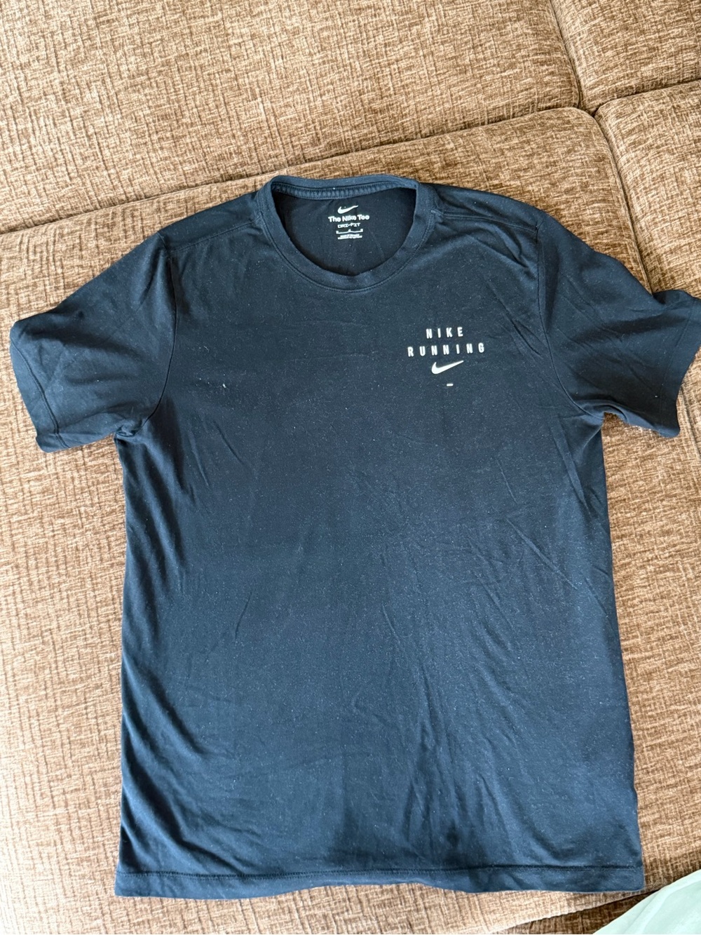 Nike Black Short Sleeve Running Tee with White Logo